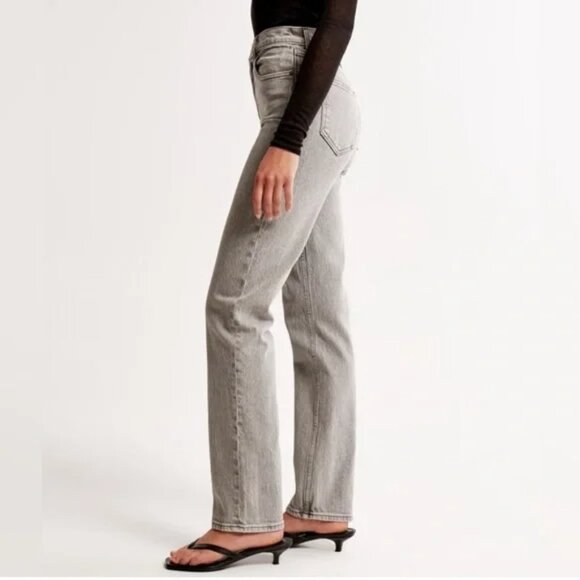 Abercrombie & Fitch Curve Love The 90s Straight Ultra High Rise Jeans Size 25L - Picture 1 of 9